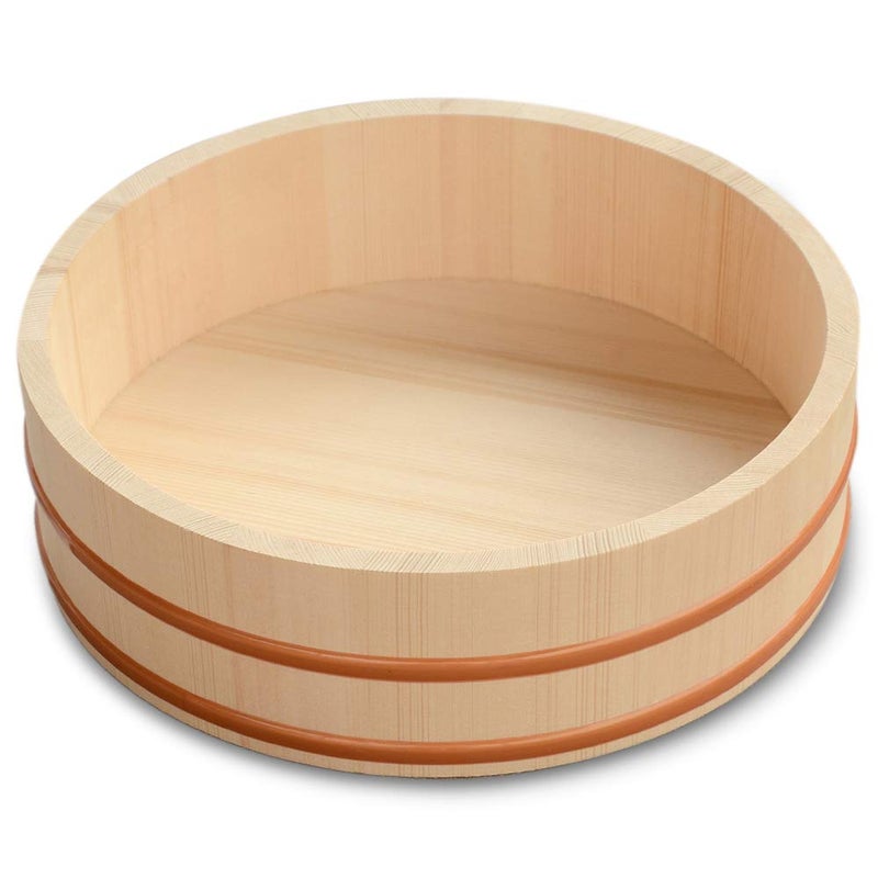 Kichgather 11.8 Inch Wooden Sushi Rice Bowl Hangiri Sushi Oke Rice Mixing Tub - Image 1